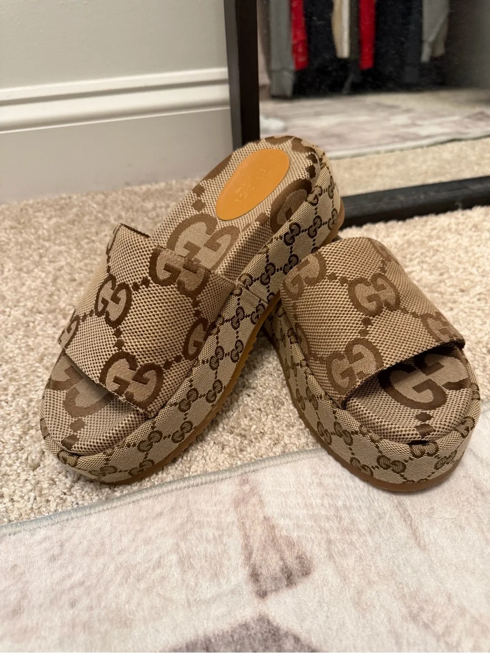 Gucci GG Canvas Platform Slide Sandals